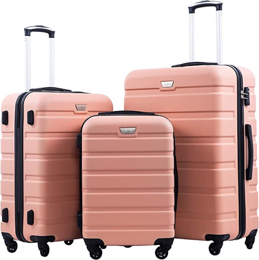  U.S. Traveler Boren Polycarbonate Hardside Rugged Travel  Suitcase Luggage with 8 Spinner Wheels, Aluminum Handle, Pink, Carry-on  22-Inch
